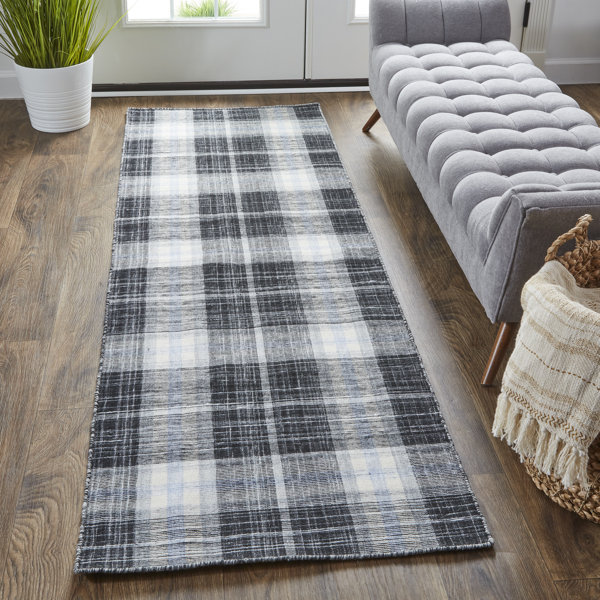 Sand & Stable Johan Plaid Handmade Flatweave Charcoal/Gray Area Rug